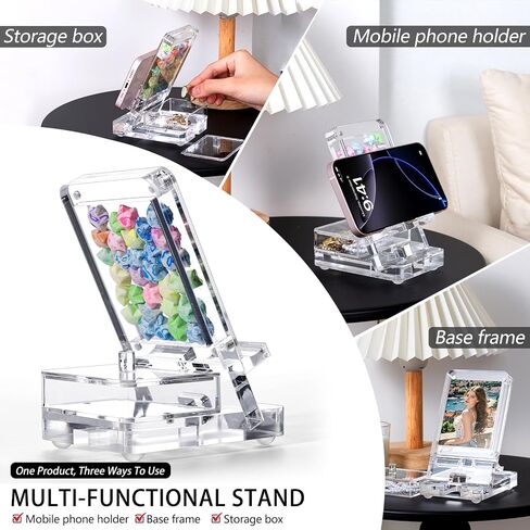 Acrylic Phone Holder Firm，Phone Stand for Desk，Star Decorations and Not Easily Damaged，Office Accessories，Novel Design,Pink Black and Clear. (Pink) in Kuwait