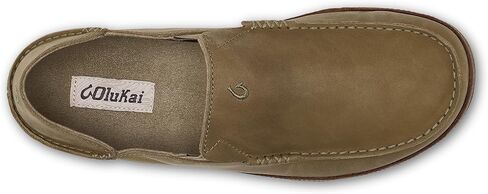 OLUKAI Moloa Men's Leather Slip On Shoes, Waxed Nubuck Leather & Soft Moisture-Wicking Lining, Drop-in Heel & All Weather Rubber Soles, Dk Wood/Dk Java, 11 in Saudi Arabia