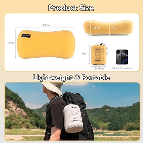 HIKEMAN Camping Memory Foam Pillow - Ultralight Washable Camping Essentials Backpacking Travel Pillow for Outdoor Camp, Sport, Airplanes, Hiking(Grey) in Kuwait