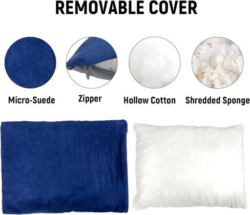 Camping Pillow for Travel Backpacking Hammock Outdoor Sleeping, Shredded Small Memory Foam Pillow with Removable Cover for Deployment, Airplane and Car Trips, Navy in Kuwait