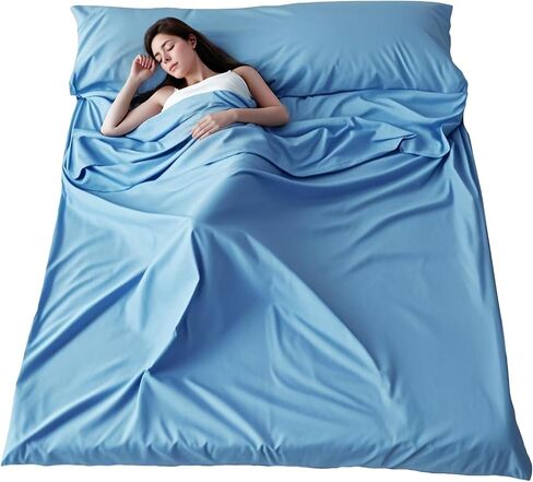 Wind Tour Sleeping Bag Liner Adult Sleep Sack Lightweight Portable Travel Sheets for Hotel Double Sleeping Bag Liners for Camping Backpacking Hotels in Kuwait