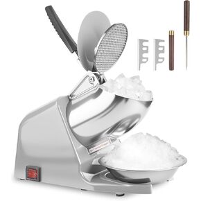 Dual Blades 143 lbs/hr Electric Ice Crusher, 300W Ice Shaver, 2200 RPM Shaved Ice Machine with Extra Blade and Ice Pick for Home and Commercial Use, ETL-Listed, Silver in Saudi Arabia