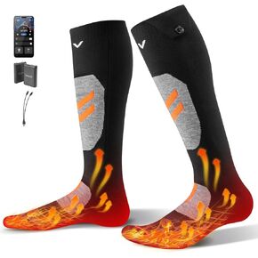 VEVOR Heated Socks, Medium Size, 5000mAh Battery Rechargeable Heating Socks with 4 Heating Levels, Electric Heated Sock with APP Control for Men Women, Foot Warmer for Hunting Riding Camping Hiking in Kuwait