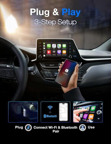 Carplay Wireless Adapter Compatible with Apple - Convert Wired to Wireless Carplay Adapter for iPhone(2025 Upgraded), Fast Auto Connection No Delay Mini Size with Extension Cable USB & USB-C in Saudi Arabia