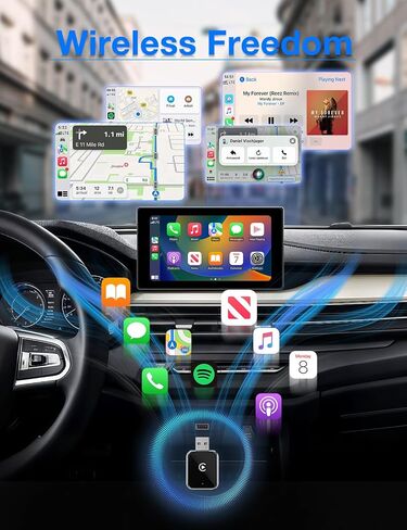Carplay Wireless Adapter Compatible with Apple - Convert Wired to Wireless Carplay Adapter for iPhone(2025 Upgraded), Fast Auto Connection No Delay Mini Size with Extension Cable USB & USB-C in Saudi Arabia
