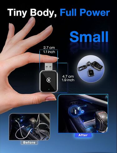 Carplay Wireless Adapter Compatible with Apple - Convert Wired to Wireless Carplay Adapter for iPhone(2025 Upgraded), Fast Auto Connection No Delay Mini Size with Extension Cable USB & USB-C in Saudi Arabia