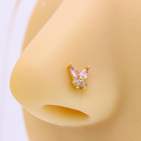 VERAMI 16G Surgical Steel Pushin Lip Rings Butterfly Flower Bee Nose Stud Rings Top Push in Threadless Flat Back Nose Rings Studs Cartilage Earrings for Womens in Kuwait