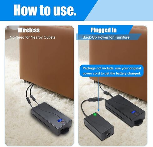 Universal Battery Pack for Reclining Furniture with LED Display – 2500mAh Rechargeable Recliner Battery – Compatible with 2-Pin Motion Furniture - Couch, Sofa, Recliner Chair Accessory in Saudi Arabia
