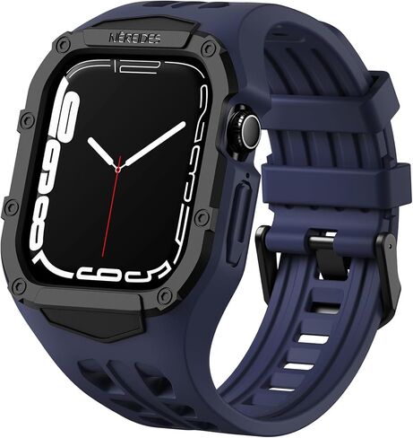 متوافق مع Apple Watch Band 45mm 44 مم سلسلة 9/8/7/6/5/4/SE/SE2 مع CASE ، حزام فرقة وعرة مقاومة للصدمات لفرقة IWatch مع MEN MEN (Black) in Kuwait