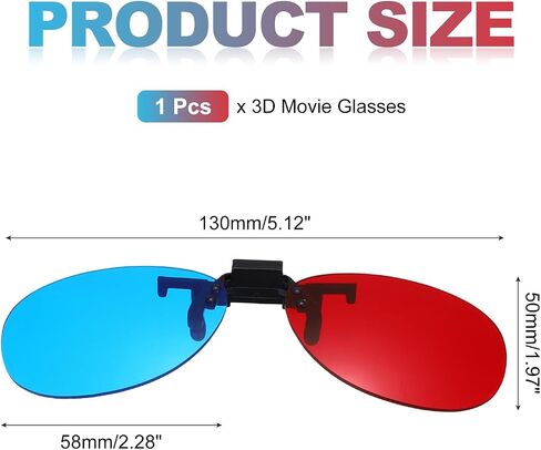 MECCANIXITY Red Blue/Cyan 3D Clip-on Glasses, Anaglyph 3D Viewing Glasses Hanging Frame Round for Movies Theater Games TV Photos Projector in Saudi Arabia
