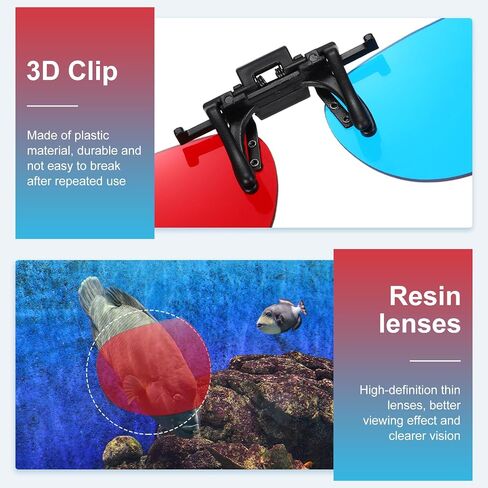 MECCANIXITY Red Blue/Cyan 3D Clip-on Glasses, Anaglyph 3D Viewing Glasses Hanging Frame Round for Movies Theater Games TV Photos Projector in Saudi Arabia