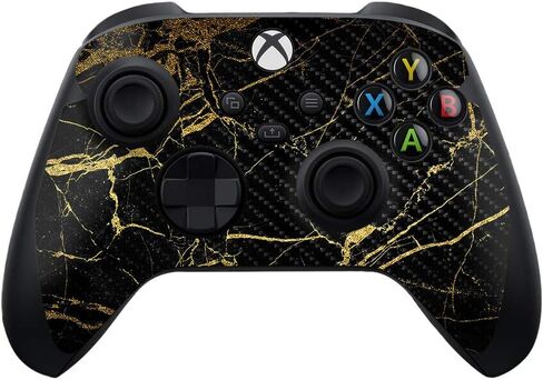 Mayyskins Carbon Fiber Skin متوافق مع جهاز التحكم Xbox Series X و S - الرخام الذهبي الأسود | واقي ، دائم من ألياف الكربون المحكم | سهل التقديم | صنع في الولايات المتحدة in Saudi Arabia