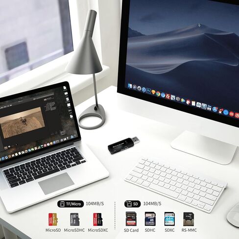 USB 3.0 SD Card Reader للكمبيوتر الشخصي ، الكمبيوتر المحمول ، MAC ، Windows ، Linux ، Chrome ، SDXC ، SDHC ، SD ، MMC ، RS-MMC ، Micro SDXC Micro SD ، بطاقة Micro SDHC وبطاقات UHS-I-لا توجد بطاقة SD. (USB 3.0 SD -Black2) in Kuwait