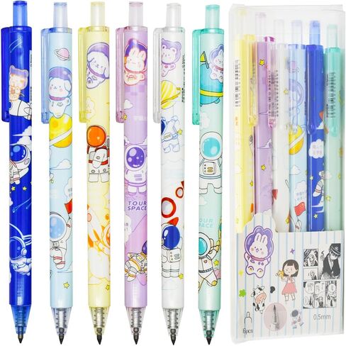 Maydahui 12 Pcs Cartoon Milk Cow Eternal Pencils Retractable HB 0.5 mm Cow Print Everlasting Pencils Magic Inkless Pencil for Student Teacher School Office Supplies Birthday Party Gift in Kuwait