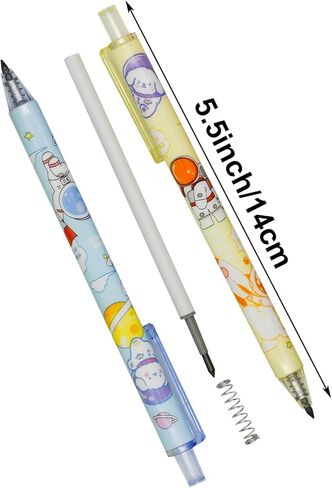Maydahui 12 Pcs Cartoon Milk Cow Eternal Pencils Retractable HB 0.5 mm Cow Print Everlasting Pencils Magic Inkless Pencil for Student Teacher School Office Supplies Birthday Party Gift in Kuwait