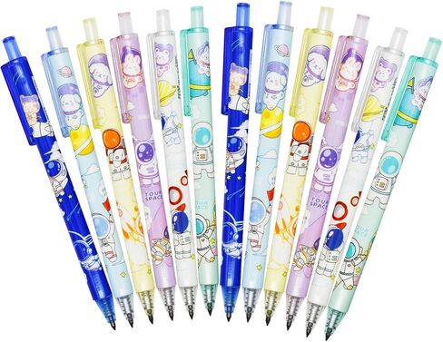 Maydahui 12 Pcs Cartoon Milk Cow Eternal Pencils Retractable HB 0.5 mm Cow Print Everlasting Pencils Magic Inkless Pencil for Student Teacher School Office Supplies Birthday Party Gift in Kuwait