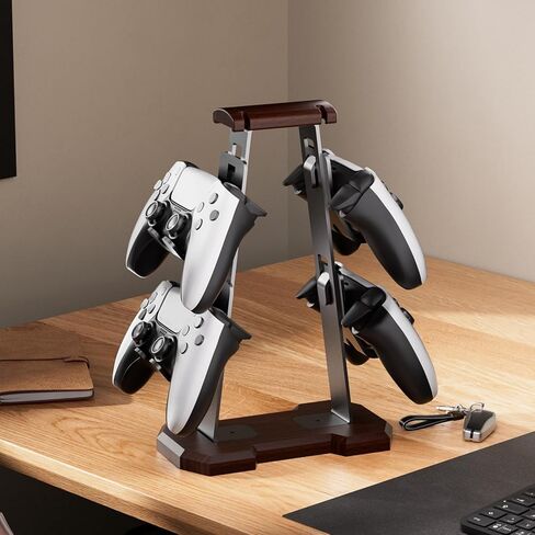 Controller Stand for Desk Wooden Controller Holder for 4 Packs Controller Perfect Gamer Gift for Men,Dad,Graduation in Saudi Arabia