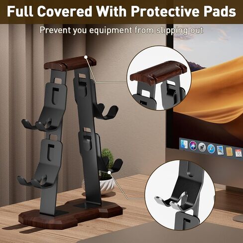 Controller Stand for Desk Wooden Controller Holder for 4 Packs Controller Perfect Gamer Gift for Men,Dad,Graduation in Saudi Arabia