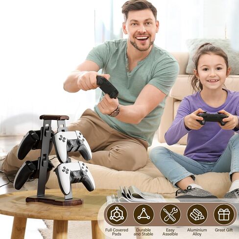 Controller Stand for Desk Wooden Controller Holder for 4 Packs Controller Perfect Gamer Gift for Men,Dad,Graduation in Saudi Arabia