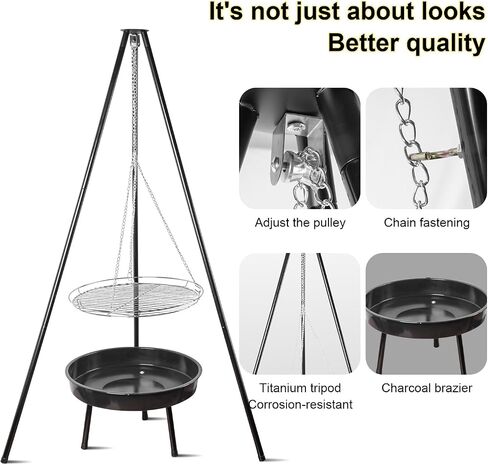 Tripod Grill - Camping Fire Portable Griil مع سلسلة قابلة للتعديل ، مناسبة للتخييم في الهواء الطلق وطبخ الفناء الخلفي in Saudi Arabia
