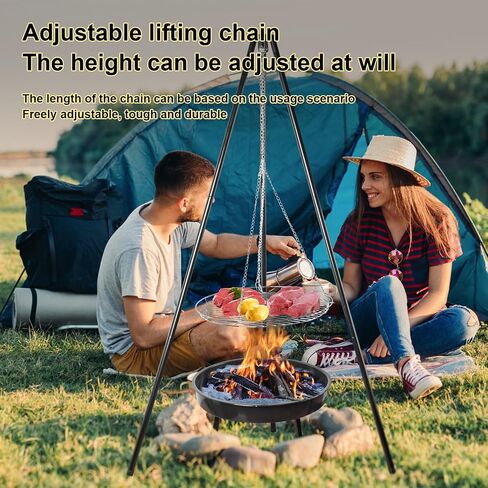 Tripod Grill - Camping Fire Portable Griil مع سلسلة قابلة للتعديل ، مناسبة للتخييم في الهواء الطلق وطبخ الفناء الخلفي in Saudi Arabia