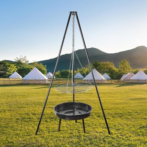 Tripod Grill - Camping Fire Portable Griil مع سلسلة قابلة للتعديل ، مناسبة للتخييم في الهواء الطلق وطبخ الفناء الخلفي in Saudi Arabia