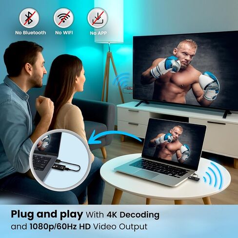 CR4 Wireless HDMI جهاز إرسال ومستقبل 100 قدم | إدخال 4K ، 1080p الإخراج ، التوصيل والتشغيل 5G HDMI Extender مع 4 محولات ، مربع الهدايا | دفق من الكمبيوتر الشخصي ، الكمبيوتر المحمول ، iPhone ، Android ، مربع التلفزيون إلى Projector (أسود) in Saudi Arabia