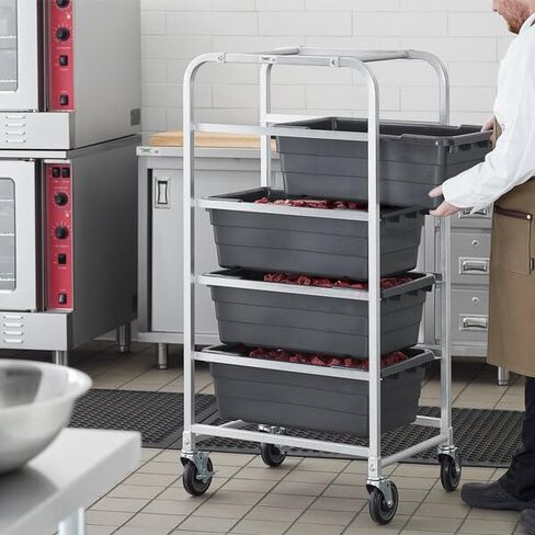 Mobile Aluminum Lug Rack with 4 Gray Meat Lugs, 18-11/16 x 26 x 52-3/4 Inches, 5-Inch Casters, Heavy-Duty Commercial Storage Transport in Saudi Arabia