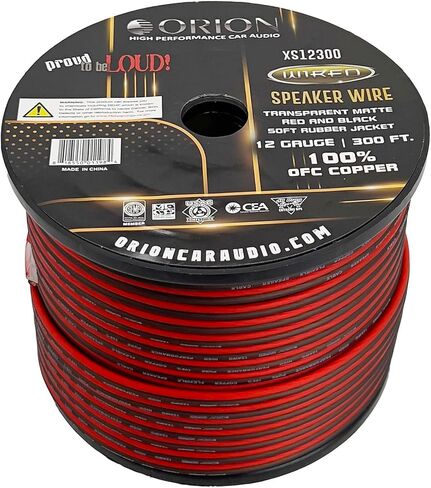 ORION XS12300 12 GAUGE SPEAKER SPER ROLL (300 قدم) 100 ٪ من كابل مكبر الصوت من النحاس - CAR لمكبر الصوت لاتصالات مضخم الصوت وأنظمة الصوت المنزلية ومكبرات الصوت PA والتركيبات المخصصة in Saudi Arabia