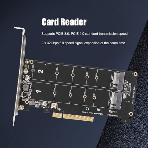 M.2 NVME SSD M مفتاح لبطاقة محول PCIE X8 ، PCIE إلى NVME CARD CARD ، 32GBPS SSD PCIE 3.0/4.0 محول لجهاز الكمبيوتر المكتبي ، PCI E كامل القناة الكاملة (PH45) in Kuwait