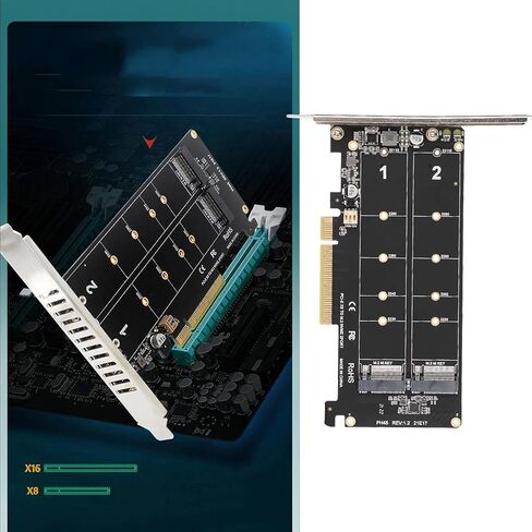 M.2 NVME SSD M مفتاح لبطاقة محول PCIE X8 ، PCIE إلى NVME CARD CARD ، 32GBPS SSD PCIE 3.0/4.0 محول لجهاز الكمبيوتر المكتبي ، PCI E كامل القناة الكاملة (PH45) in Kuwait