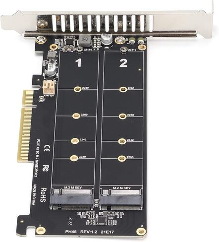 M.2 NVME SSD M مفتاح لبطاقة محول PCIE X8 ، PCIE إلى NVME CARD CARD ، 32GBPS SSD PCIE 3.0/4.0 محول لجهاز الكمبيوتر المكتبي ، PCI E كامل القناة الكاملة (PH45) in Kuwait