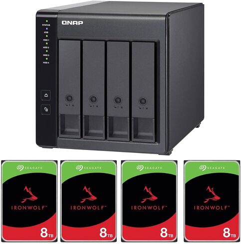 QNAP TR-004 4-Bay USB 3.2 Gen 1 RAID TEPROSSION TELPOUSHION ، حزمة مع 4X Seagate Ironwolf Pro 8TB SATA III 3.5 "NAS HDD ، 7200 دورة في الدقيقة (CMR) in Kuwait