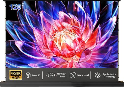 IN&VI 100" Motorized Floor Rising Projector Screen for Ultra Short Throw Projector,Motorized Projector Screen 4KUltra HD Active,ALR CLR Movie Screen for Home Theater in Kuwait