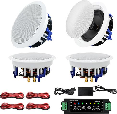 Studiofinix 6.5 بوصة مكبرات صوت بلوتوث 640Watts ذات اتجاهين رائع للمسرح المنزلي وغرفة المعيشة والمكتب والكيتشتن وغرفة الدراسة والطابق السفلي والفناء المغطى وتركيبات التدفق (4 مكبرات صوت) in Kuwait
