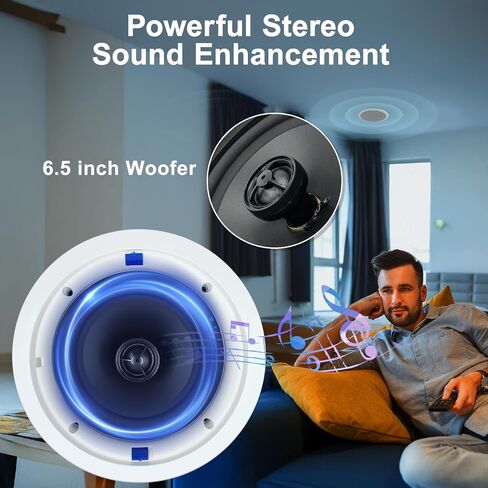 Studiofinix 6.5 بوصة مكبرات صوت بلوتوث 640Watts ذات اتجاهين رائع للمسرح المنزلي وغرفة المعيشة والمكتب والكيتشتن وغرفة الدراسة والطابق السفلي والفناء المغطى وتركيبات التدفق (4 مكبرات صوت) in Kuwait