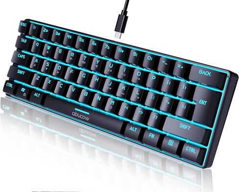 لوحة مفاتيح ألعاب Abucow الحد الأدنى سلكية سلكية فائقة التوطين المقلدة 61 مفاتيح مفاتيح Backlit Backlit (أبيض الأسود) in Kuwait
