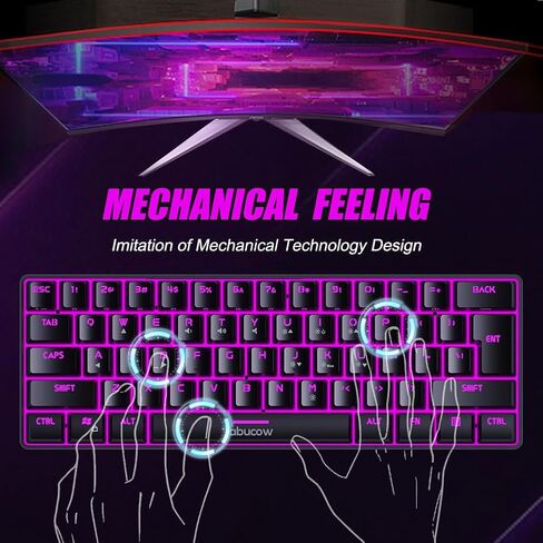لوحة مفاتيح ألعاب Abucow الحد الأدنى سلكية سلكية فائقة التوطين المقلدة 61 مفاتيح مفاتيح Backlit Backlit (أبيض الأسود) in Kuwait