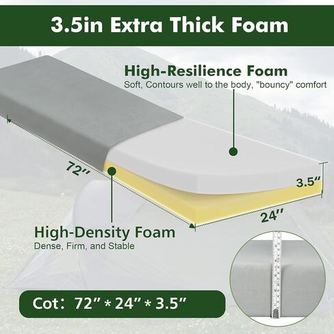 3.5" Extra Thick Foam Camping Mattress, Waterproof Cover & Travel Bag, Portable Sleeping Pad for Car/Tent/Cot/SUV/Trunk/Floor/Guest Bed in Saudi Arabia