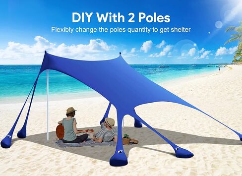Osoeri Beach Tent, Camping Sun Shelter UPF50+ with 8 Sandbags, Sand Shovels, Ground Pegs & Stability Poles, Outdoor Shade Beach Canopy for Camping Trips, Fishing, Backyard Fun or Picnics in Saudi Arabia