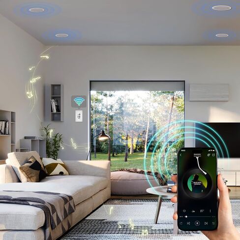 Studiofinix 6.5 بوصة مكبرات صوت سقف بلوتوث ، 600 واط ثنائي الاتجاه مع مضخم الجدار ، للمسرح المنزلي ، غرفة المعيشة ، المكتب ، كيشتن ، غرفة الدراسة ، الطابق السفلي ، فناء مغطى (4 مكبرات صوت) in Kuwait