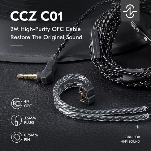 KZ ZS10 Pro IEM Cable, 2 Meter Long in Ear Monitor Cable, CCZ C01 4N OFC Upgraded Earbuds Cord for ZSN PRO X, Castor, EDX PRO, ZS12 PRO X, ZS10 PROX, ZAR,ZAS, CCA CRA (2m, QDC-Pins Without Mic, Black) in Saudi Arabia