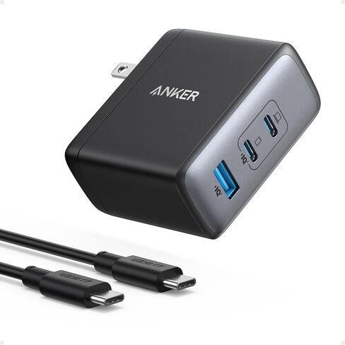 Anker Nano 100W USB-C Charger, 3-Port Fast Compact GaN Charger for MacBook Pro/Air, Pixelbook, ThinkPad, Dell XPS, iPad Pro, iPhone 16 Series, Galaxy S23, and More (Black, 1 Pack & 1 Cable) in Kuwait