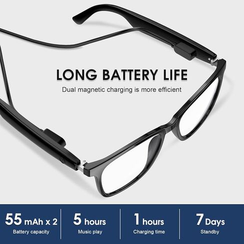 النظارات الذكية ، والضوء الأزرق العدسات الصافية + النظارات الشمسية مقطع مغناطيسي ، ونظارات بلوتوث مع مكبر صوت مفتوح ، ومساعد صوت متوافق مع iPhone Android in Kuwait