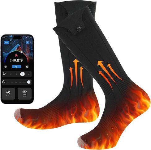 Heated Socks for Men Women with 6000mAh*2 Battery and APP Control, Rechargeable Heated Socks for Camping Fishing Cycling Skiing Hiking in Saudi Arabia