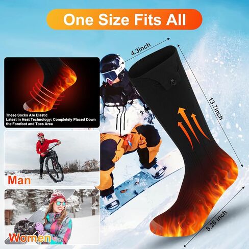 Heated Socks for Men Women with 6000mAh*2 Battery and APP Control, Rechargeable Heated Socks for Camping Fishing Cycling Skiing Hiking in Saudi Arabia