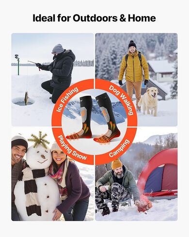 VEVOR Heated Socks, Medium Size, 5000mAh Battery Rechargeable Heating Socks with 4 Heating Levels, Electric Heated Sock with APP Control for Men Women, Foot Warmer for Hunting Riding Camping Hiking in Kuwait