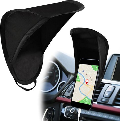 Car Mobile Phone Sunshade, Car Phone Sun Shield, Vertical Anti-Glare Auto Sunshade Umbrella Smartphone Holder, Auto Portable Foldable Smartphone Umbrella Cover for Most Vehicles (Black) in Saudi Arabia