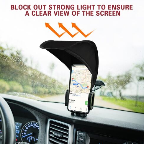 Car Mobile Phone Sunshade, Car Phone Sun Shield, Vertical Anti-Glare Auto Sunshade Umbrella Smartphone Holder, Auto Portable Foldable Smartphone Umbrella Cover for Most Vehicles (Black) in Saudi Arabia