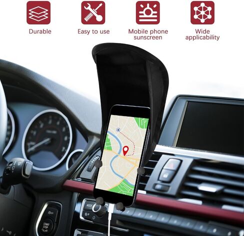 Car Mobile Phone Sunshade, Car Phone Sun Shield, Vertical Anti-Glare Auto Sunshade Umbrella Smartphone Holder, Auto Portable Foldable Smartphone Umbrella Cover for Most Vehicles (Black) in Saudi Arabia